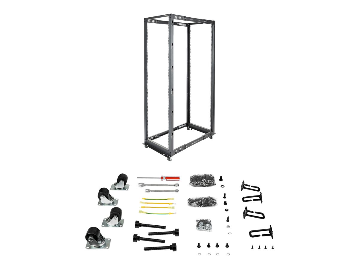 StarTech.com 42U 19" Open Frame Server Rack, 4 Post Adjustable Depth 23-41" Mobile, Free Standing Rolling Network/Computer Equipment Data Rack, Dell PowerEdge, HP ProLiant ThinkServer - Adjustable Server Rack (4POSTRACK42) - rozvaděč stojanový - 42U – foto 3