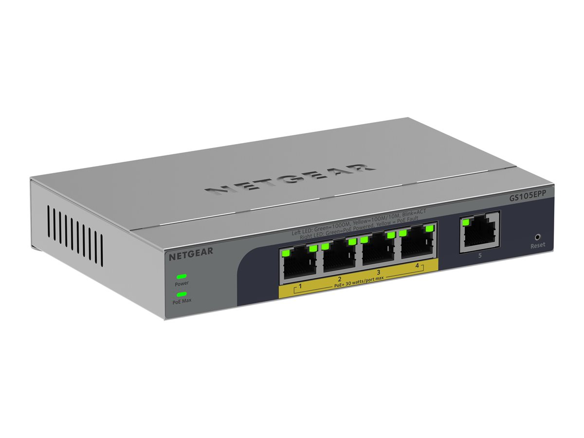 NETGEAR 5PT GB PLUS SWCH W/POE+GS105EPP
