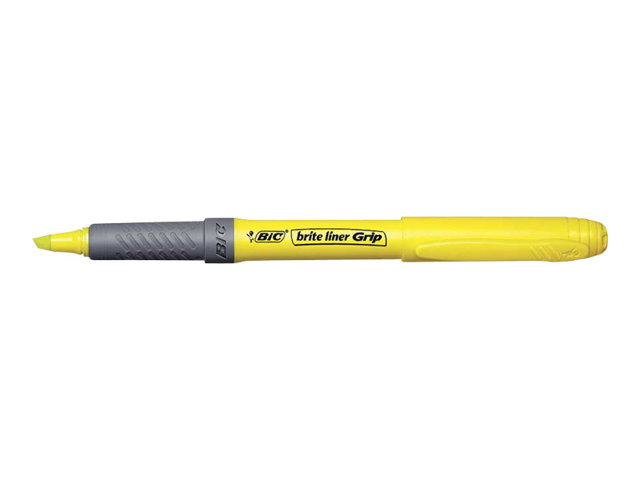 Bic Brite Liner Grip Highlighter Fluorescent Yellow Pack Of 12