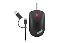 Lenovo ThinkPad Compact - Mouse - right and left-handed - optical - 4 buttons - wired - USB, USB-C - raven black - OEM