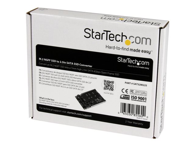 StarTech.com Adaptateur M.2 SSD vers SATA 2,5 - Carte Convertisseur SSD M2  vers SATA 2.5 (SAT32M225), Adaptateurs de stockage
