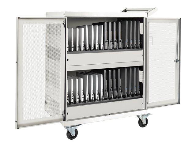 Tripp Lite 32-Port AC Charging Cart Storage Station Chromebook Laptop White