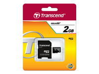 Transcend - Flash memory card (SD adapter included) - 2 GB - microSD
