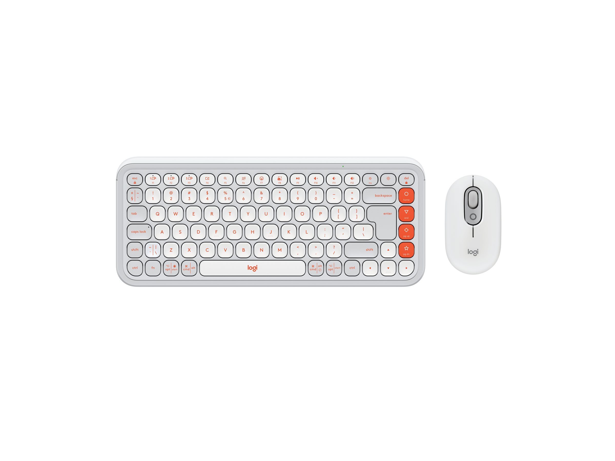 Logitech POP Icon Combo keyboard and mouse set QWERTY English off white orange Input Package view Back 62980