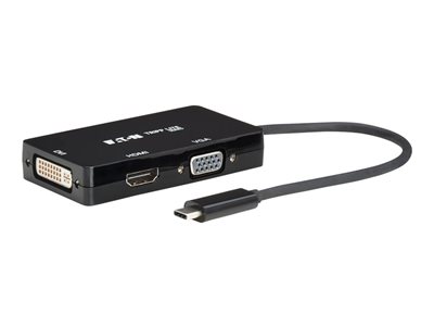 Eaton Tripp Lite Series USB C Multiport Adapter M/3xF 4K60Hz HDMI 1080p VGA + DVI Ports Black