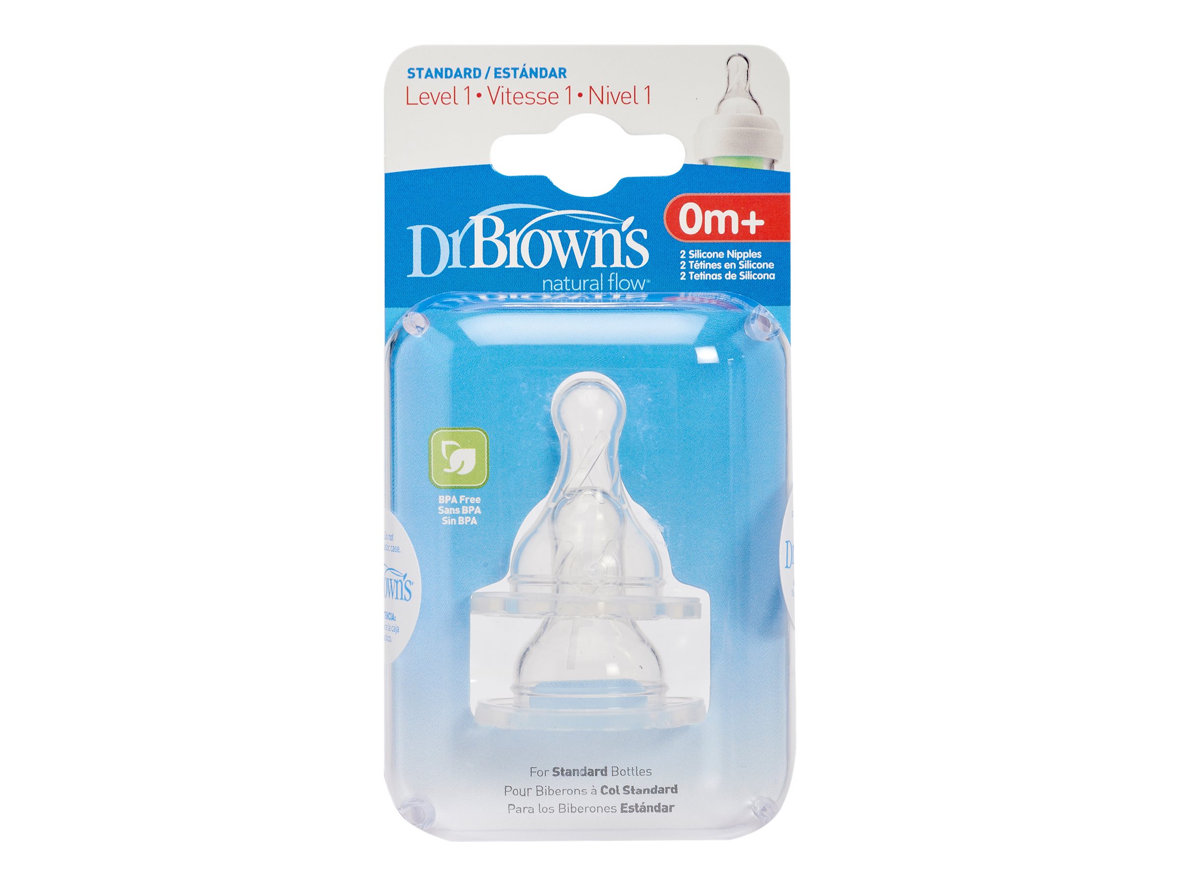 Dr. Brown's Level 1 Narrow Slow Flow Nipple - Clear/2 pack