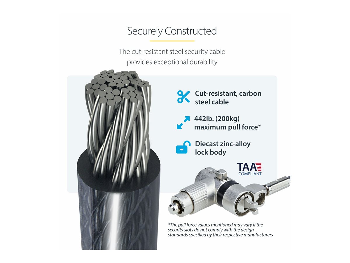 StarTech.com 10-Pack Dual-Access Laptop Lock, 6.5ft (2m) Keyed Alike and Combination Security Cable Lock for K-Slot Devices, Computer Anti-Theft Steel Cable - bezpečnostní kabelový zámek – foto 14