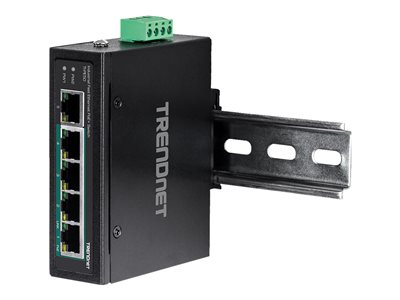 TRENDnet 5-Port Industrial Fast Eth. PoE+ DIN-Rail Switch - TI-PE50