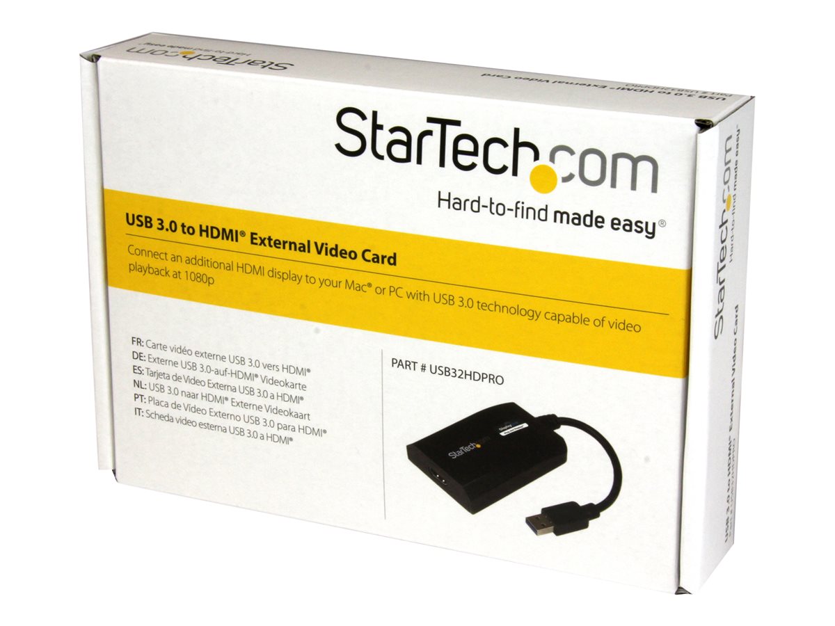 StarTech.com USB 3.0 to HDMI External Video Card Adapter - DisplayLink Certified - 1920x1200 - MultiMonitor Graphics Adapter - Supports Mac & Windows (USB32HDPRO) - kabel adaptéru - HDMI / USB - 16 cm – foto 4