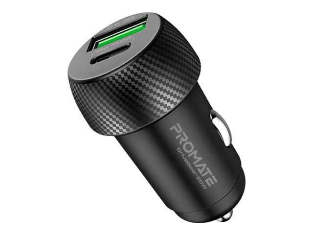 Promate DriveGear-20W car power adapter USB USB-C 20 Product shot Right-angle 79400