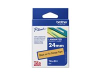 Brother TZe-B51 - Standard adhesive - black on fluorescent orange - Roll (2.4 cm x 5 m) 1 cassette(s) laminated tape - for Brother PT-D600, P-Touch PT-3600, D800, E500, E550, P750, P900, P-Touch Cube Plus PT-P710