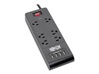 Tripp Lite 6-Outlet Surge Protector with 4 USB Ports (4.2A Shared) - 6 ft. Cord, 900 Joules, Black