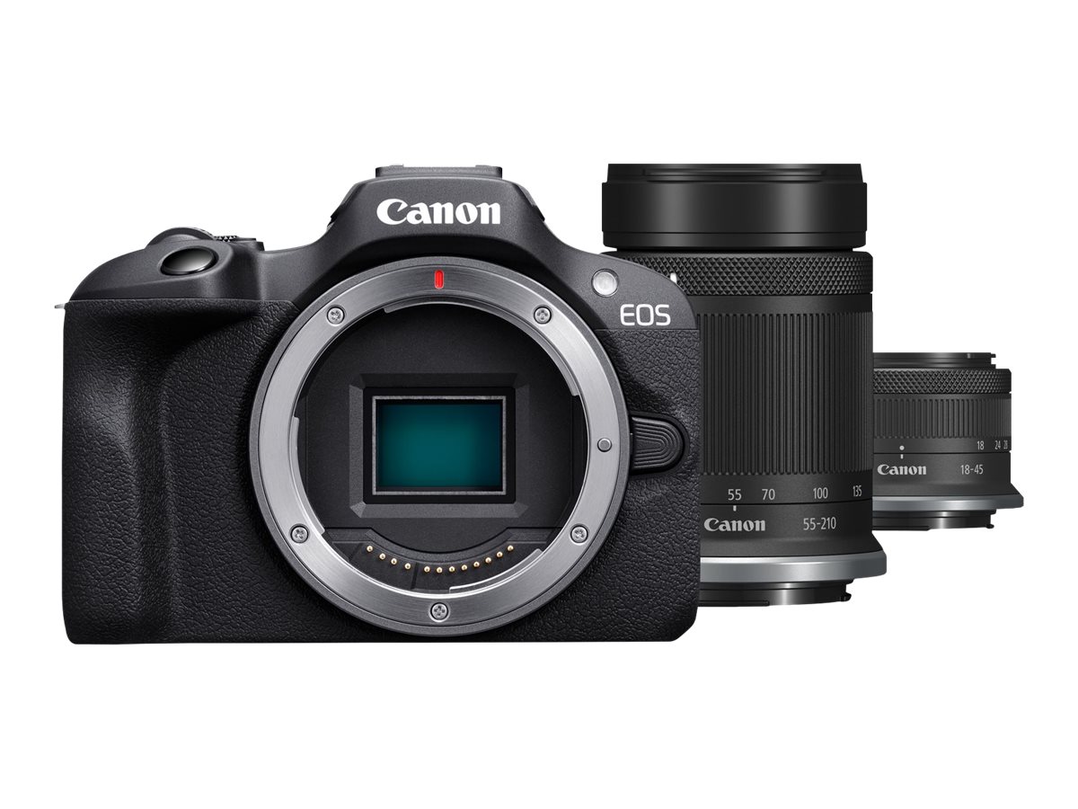 Canon EOS R100 Mirrorless Digital Camera with 18-45mm F4.5-6.3 and 55-210mm  F5.0-7.1 IS STM Lenses - 6052C022