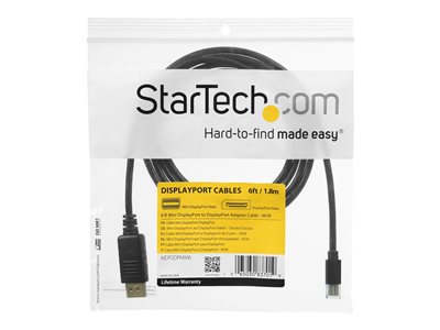 StarTech.com 6ft (2m) Mini DisplayPort to DisplayPort 1.2 Cable, 4K x 2K UHD Mini DisplayPort to DisplayPort Adapter Cable, Mini DP to DP Cable for Monitor, mDP to DP Converter Cord - Latching DP Connector
