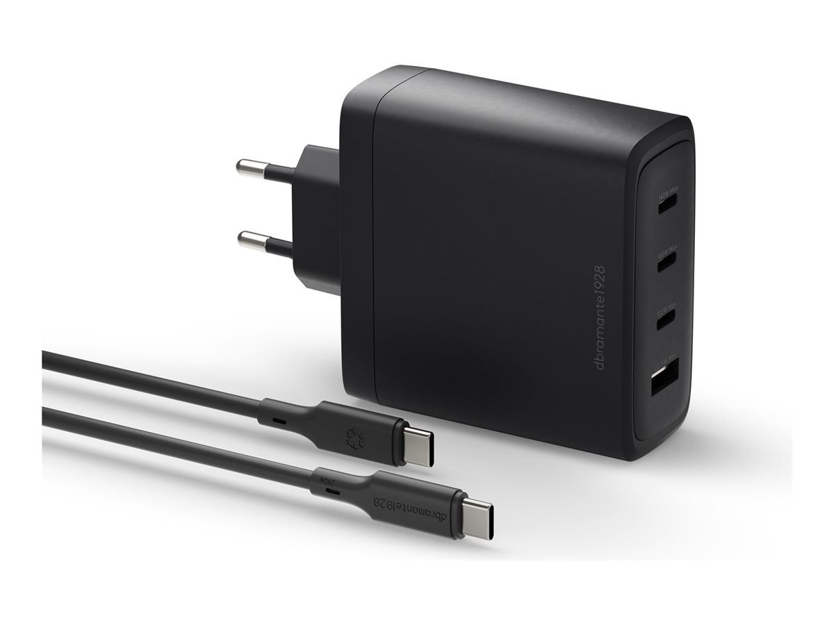 dbramante1928 Sustainable IT EU Wall Charger 140W USB-C + 2 Meter USB C-C TPE Cable Black