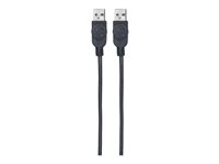 Manhattan USB-A to USB-A Cable, 1m, Male to Male, 480 Mbps (USB 2.0), Hi-Speed USB, Black, Lifetime Warranty, Polybag - USB c