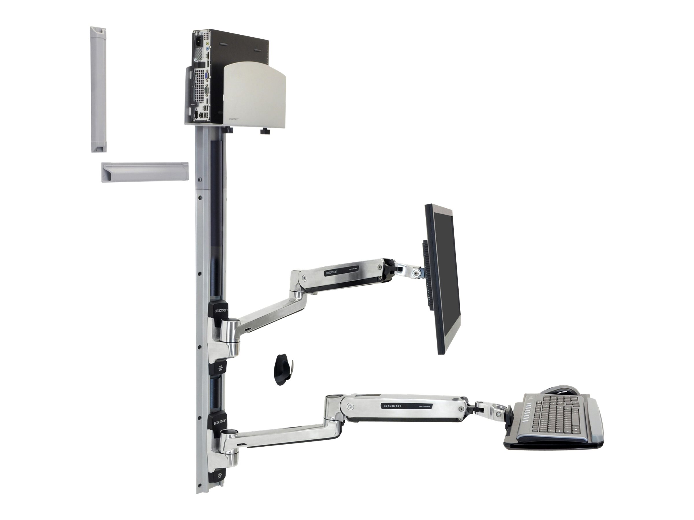 Ergotron LX - Mounting kit (CPU holder, mouse holder, 2 track covers, keyboard arm, 2 cable channels, wrist rest, sit-stand arm, wall track 10", wall track 34")