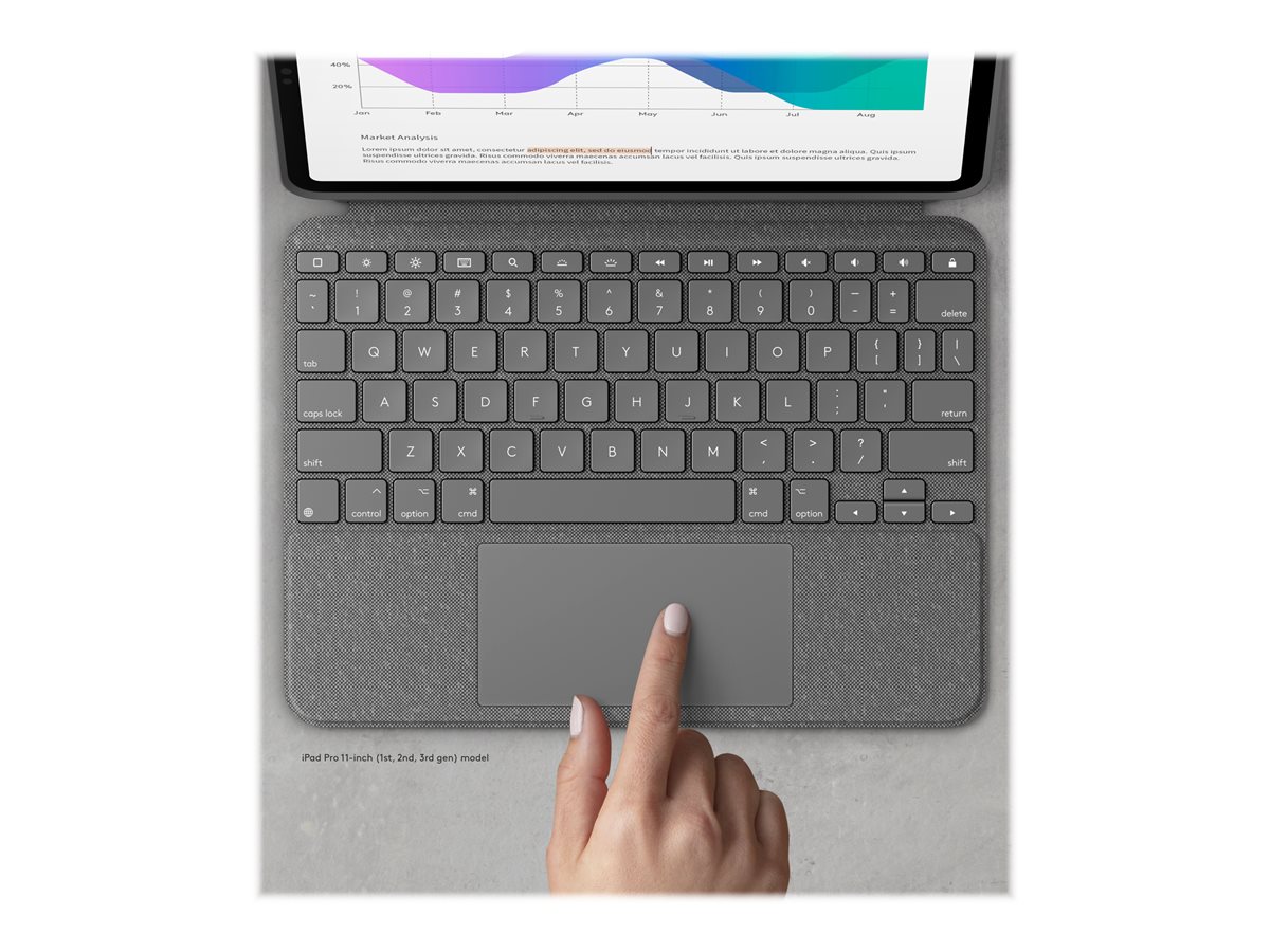 Logitech Combo Touch - klávesnice a pouzdro - s trackpad - QWERTY - italská - oxfordská šedá Vstupní zařízení – foto 6