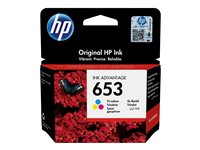 HP 653 - colour (cyan, magenta, yellow) - original - Ink Advantage - ink cartridge