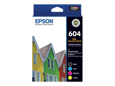 Epson 604 Multipack 4-pack black cyan magenta yellow original ink Package view Front 80400