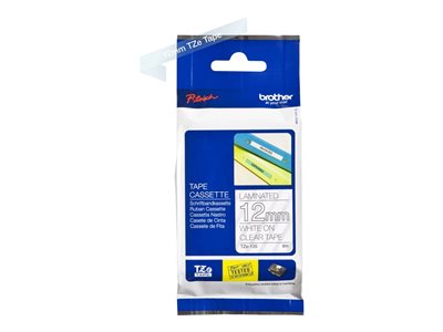 TZE-135 LAMINATED TAPE 12MM 8M WHITE ON CLEAR