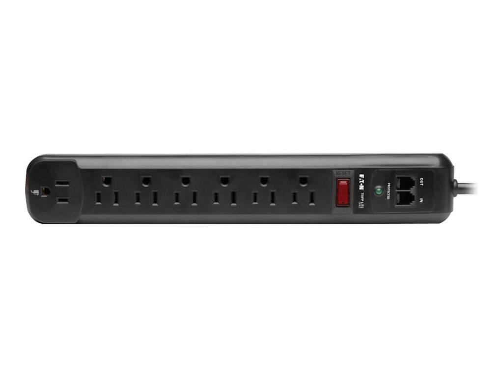 Tripp Lite Surge Protector Power Strip 120V Right Angle 7 Outlet RJ11 Black
