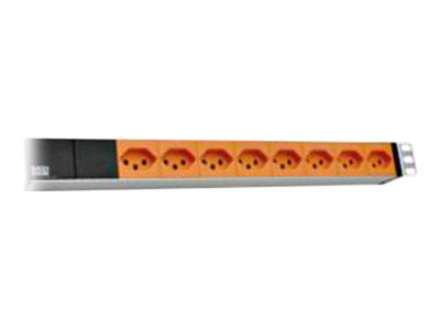 BACHMANN IT PDU 19 inch 1U 8xCH T13 orange, aluminium profile clip angle, 3m power cord T12