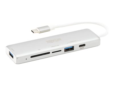 Tripp Lite USB-C Multiport Adapter, 2x USB-A and 1X USB-C Ports, Card Reader, USB 3.0, Silver