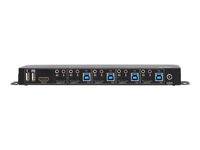 0037332255020 - Eaton Tripp Lite series 4-Port DisplayPort KVM with Dual Console Ports (DP and HDMI) 4K 60Hz 444 DP14 with IR Remote - KVM- Audio- USB-Switch - 4 x KVM Audio USB - 1 lokaler Benutzer - Desktop