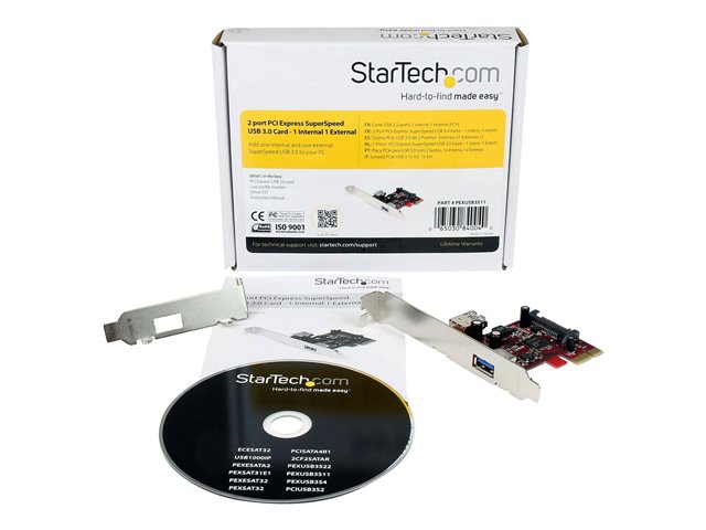 Startechcom 2 Port Pci Express Superspeed Usb 30 Card With Uasp Support 1 Internal 1 External Dual Port Pcie Usb 30 Adapter Pexusb3s11 Usb Adapter Pcie 20 2 Ports