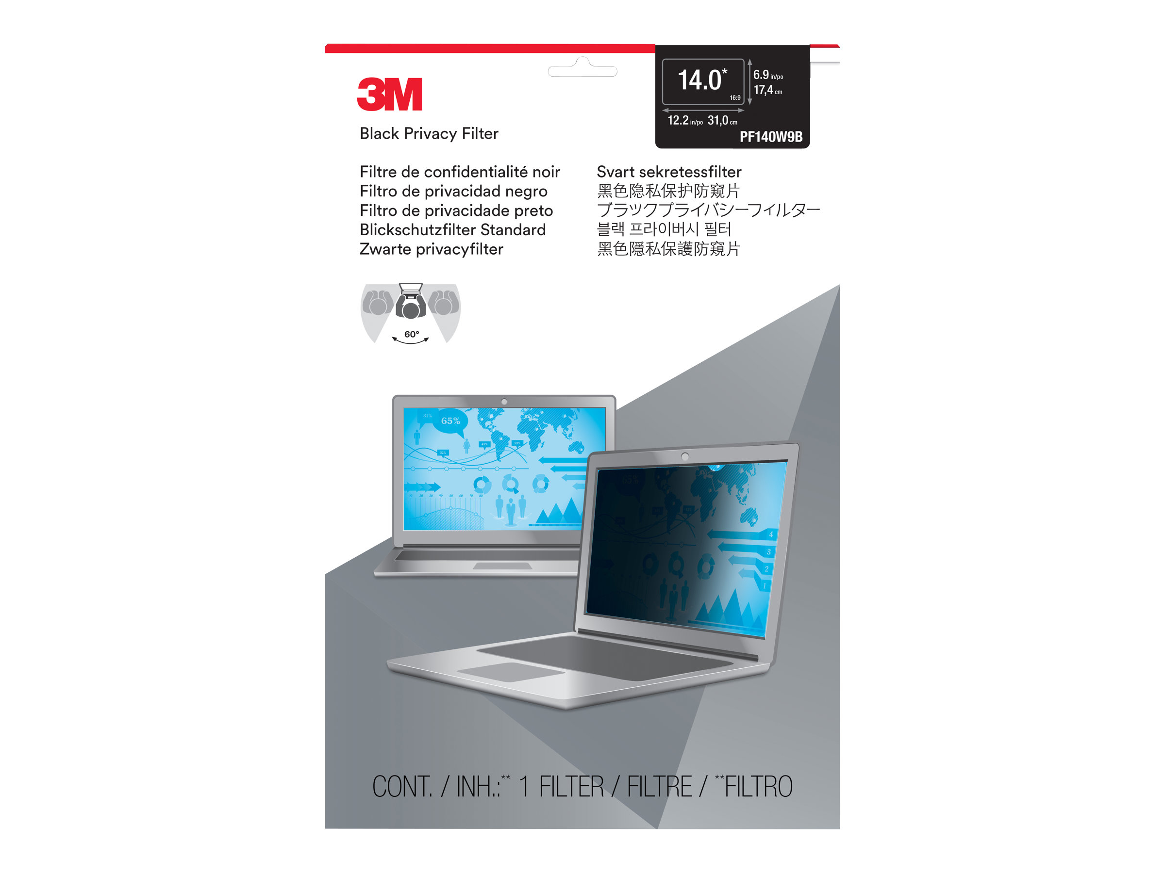 3M databeskyttelsesfilter til  widescreen laptop Notebook privacy-filter