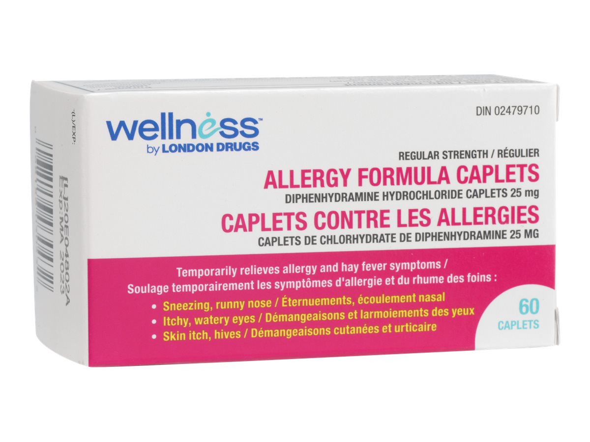 Wellness by London Drugs Allergy Formula Caplets Regular Strength - 60s