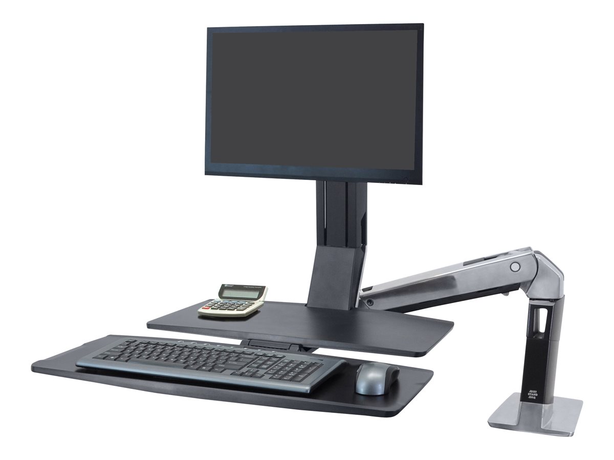 Ergotron WorkFit-A Single LD Workstation With Worksurface - nástavec na stůl - leštěný hliník, černá – foto 6