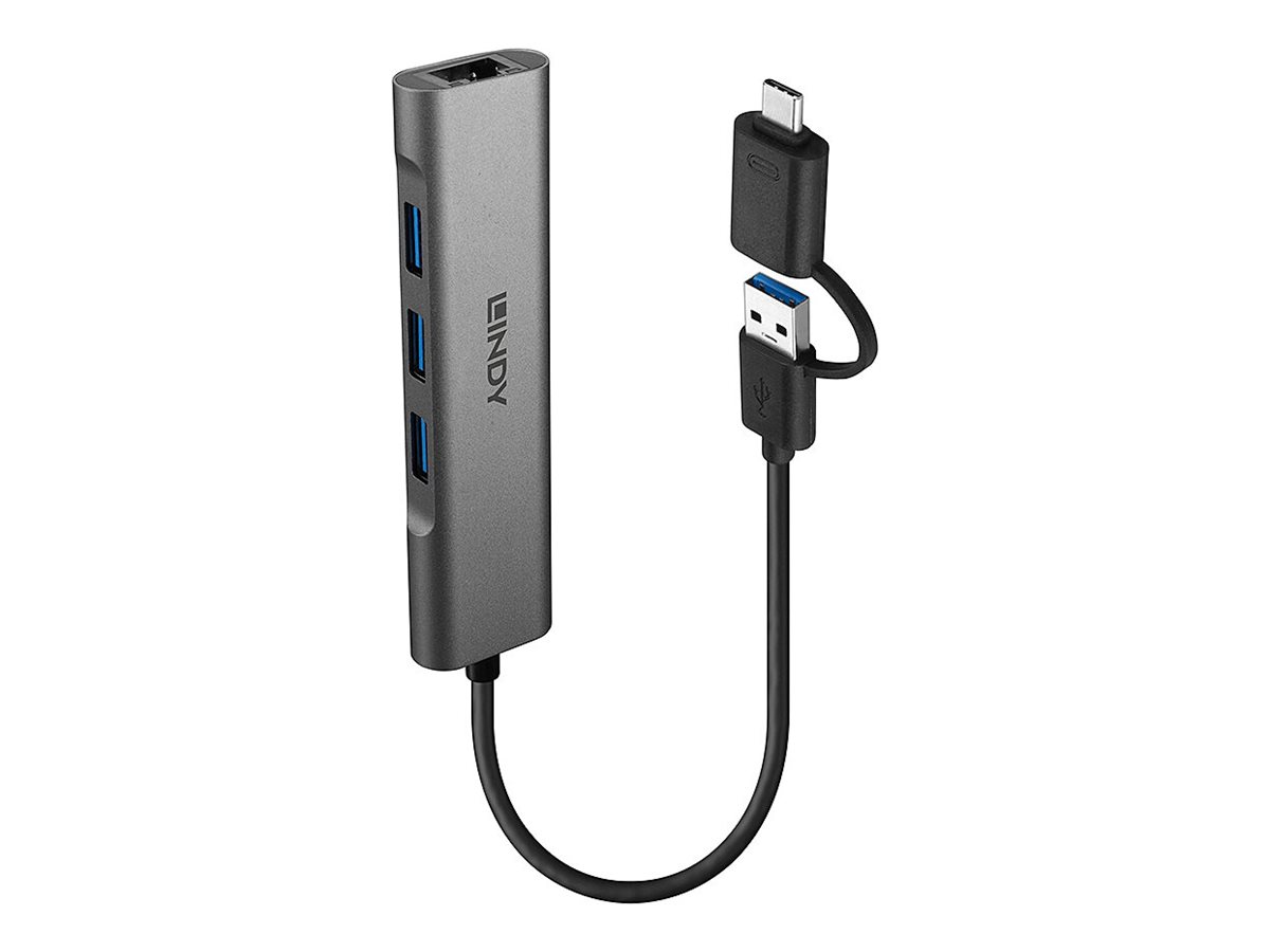 LINDY USB 3.2 Gen 1 Hub & Gigabit