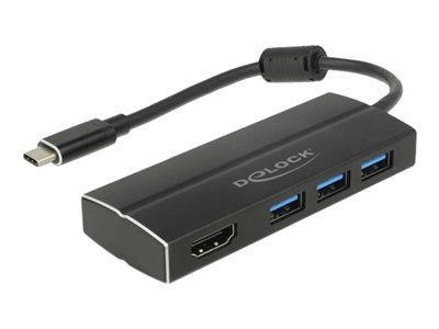 DELOCK Adapter USB3.1 Gen1/C > 3x USB3.0/A + HDMI 4K 30Hz - 63931