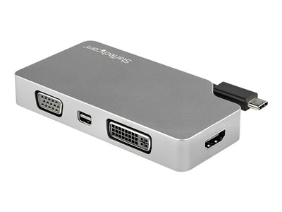 StarTech.com USB C Multiport Video Adapter with HDMI, VGA, Mini DisplayPort or DVI, USB Type C Monitor Adapter to HDMI 2.0 or mDP 1.2 (4K 60Hz), VGA or DVI (1080p), Space Gray Aluminum - 4-in-1 USB-C Converter