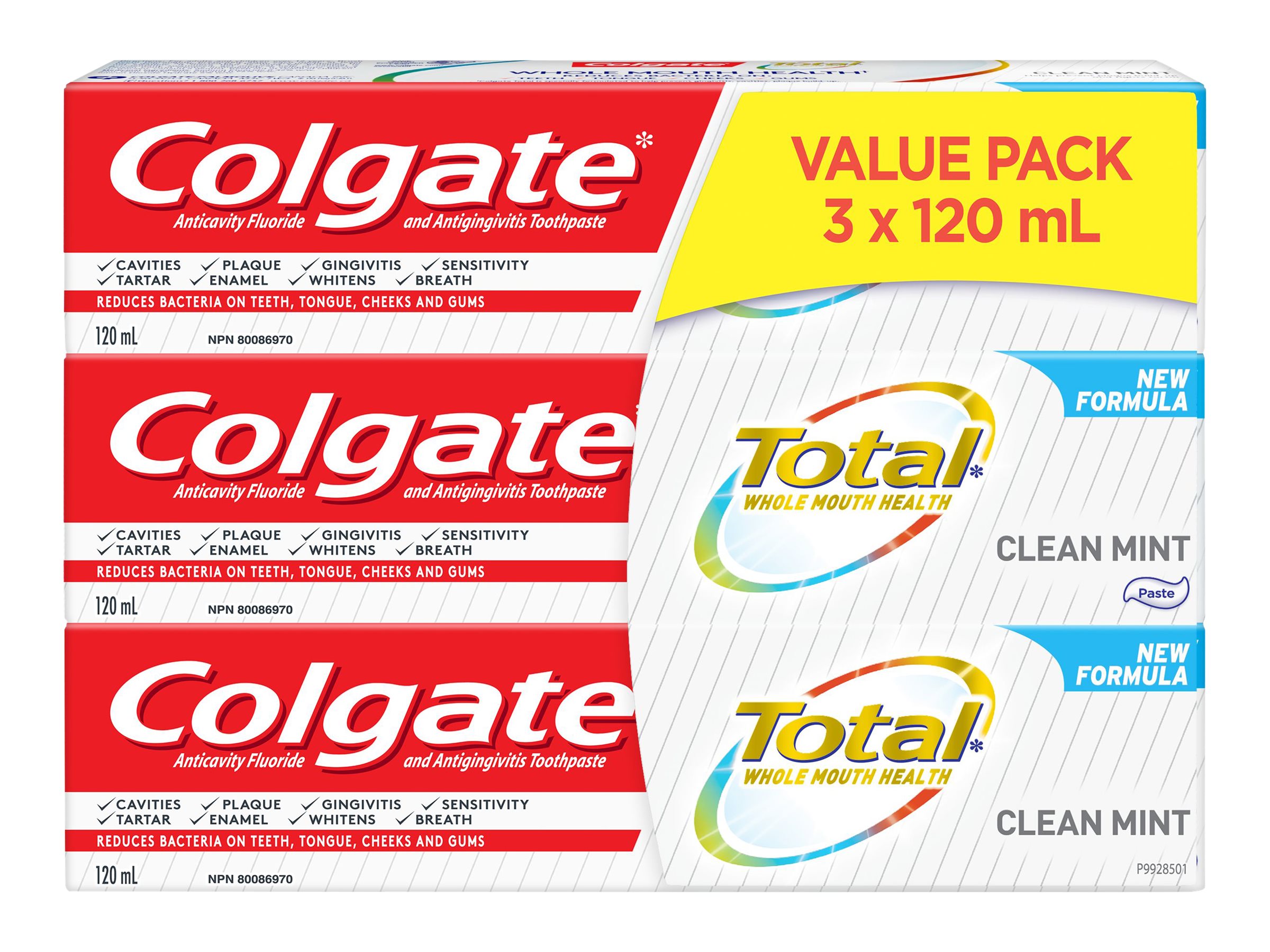 Colgate Total Toothpaste - Clean Mint - 3 x 120ml
