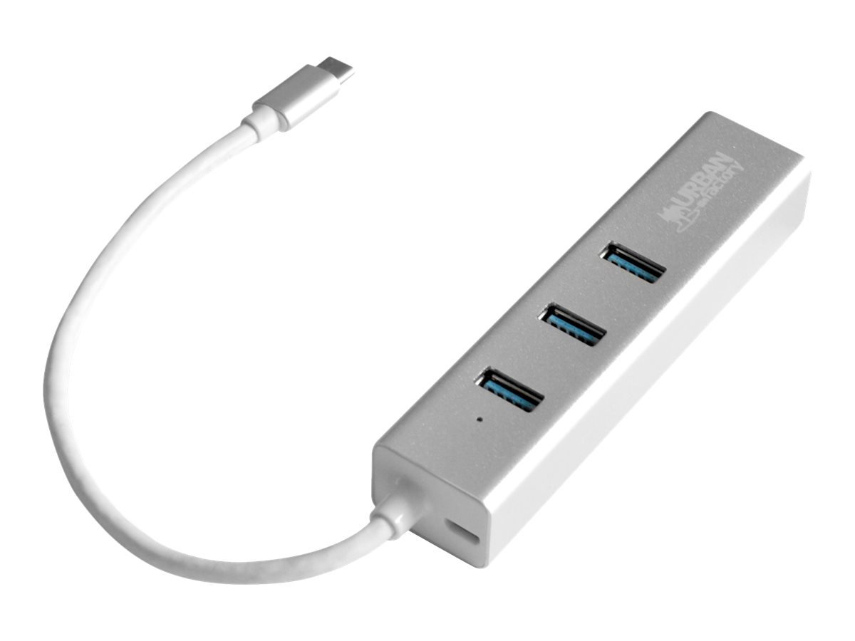 Urban Factory Compact USB-C Compact Station: Input USB-C, Output 3x USB 3.0, LAN and micro USB for power delivery
