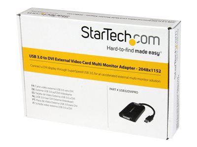 StarTech.com USB 3.0 to DVI / VGA Adapter - 2048x1152 - External Video & Graphics Card - Dual Monitor Display Adapter Cable - Supports Mac & Windows (USB32DVIPRO)