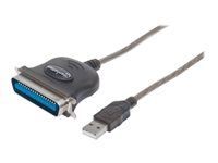 Manhattan USB-A to Parallel Printer Cen36 Converter Cable, 1.8m, Male to Male, Black, 12Mbps, IEEE 