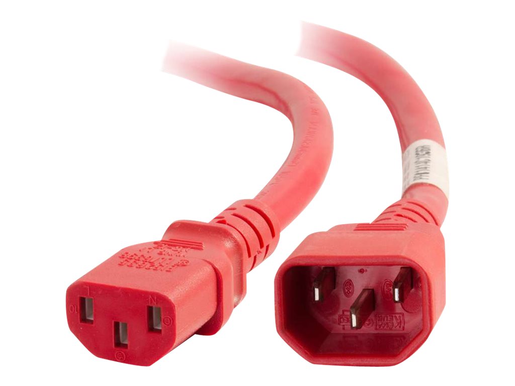 C2G 3ft 18AWG Power Cord (IEC320C14 to IEC320C13) -Red