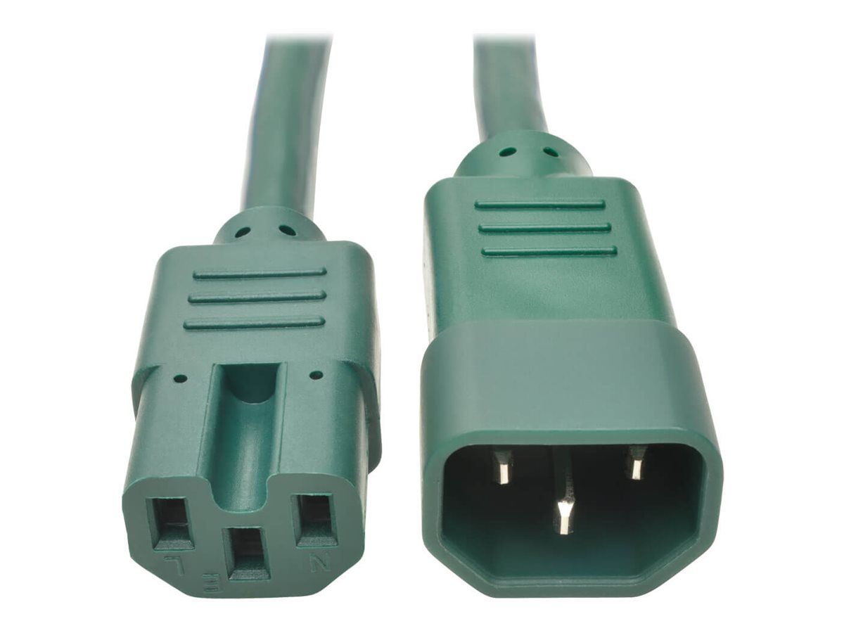Tripp Lite 3ft Heavy Duty Power Extension Cord 15A 14 AWG C14 C15 Green 3'