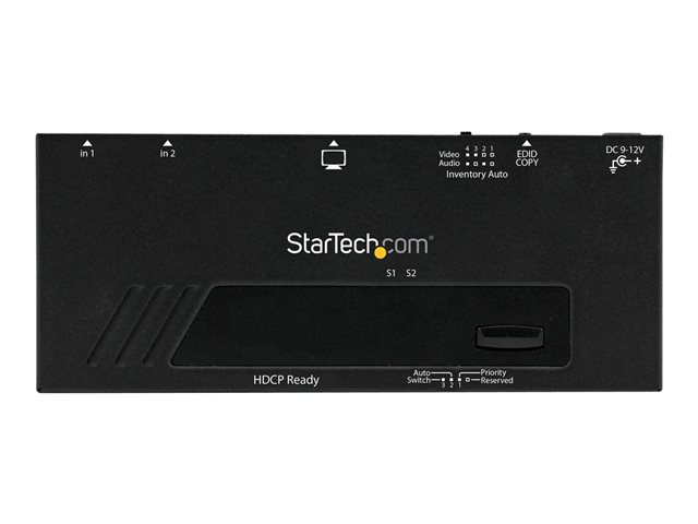 StarTech.com 2 Port HDMI Switch w/ Automatic and Priority Switching - 2 In 1 Out HDMI Selector with Automatic Priority Switching - 1080p (VS221HDQ)