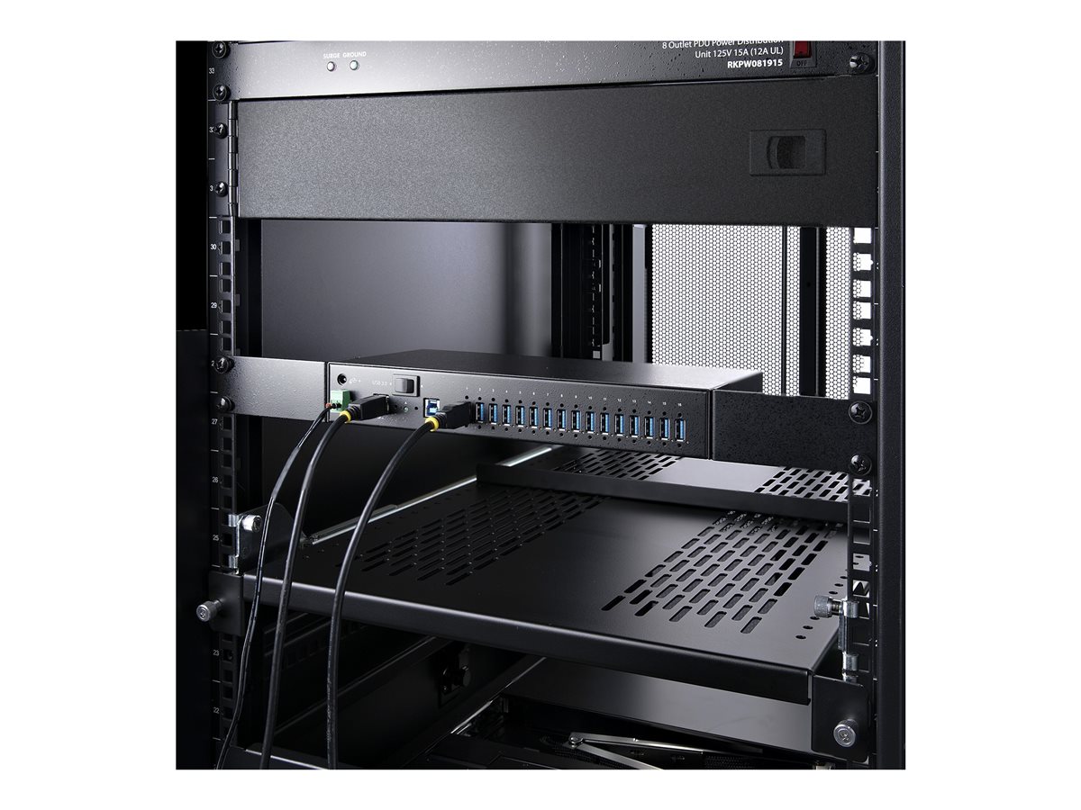 StarTech.com 16-Port Industrial USB 3.0 Hub 5Gbps, Metal, DIN/Surface/Rack Mountable, ESD Protection, Terminal Block Power, up to 120W Shared USB Charging, Dual-Host Hub/Switch (5G16AINDS-USB-A-HUB) - rozbočovač - průmyslový - 16 porty - Lze montovat do rozvaděče – foto 11