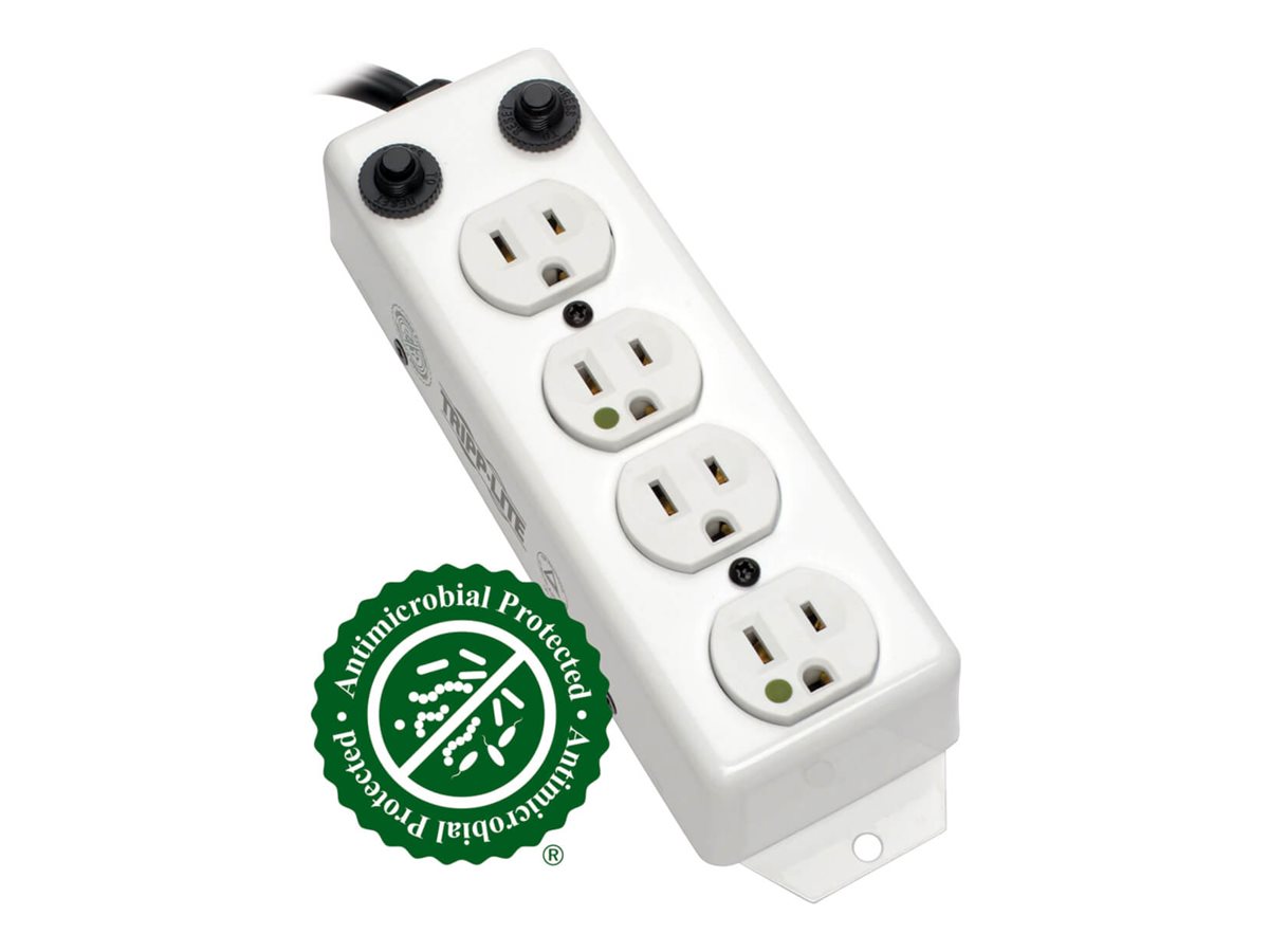 Tripp Lite Safe-IT Power Strip Hospital Medical Antimicrobial 4 Outlet UL1363A 3'-10' Coiled Cord