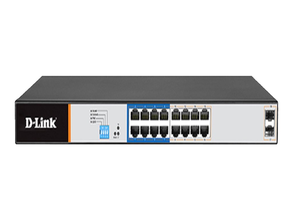 D-Link DGS F1018P-E switch 16 ports Product shot Front 79650