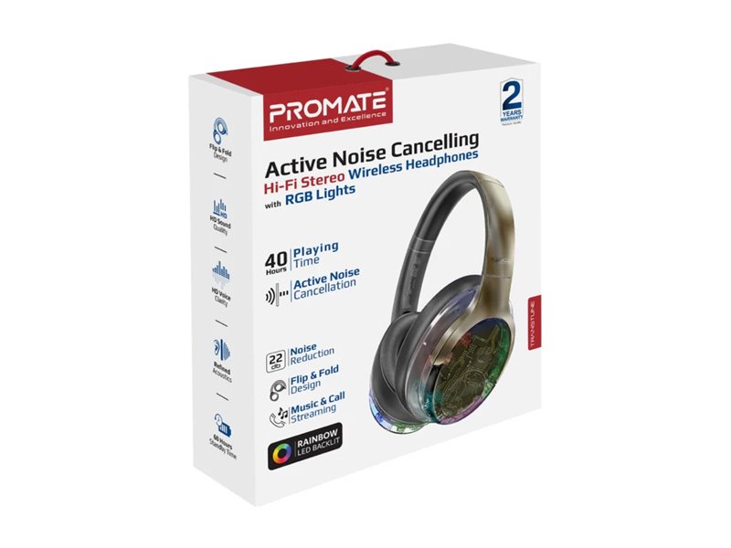 Promate TransTune headphone with mic 3.5 mm Package view Left-angle 77200