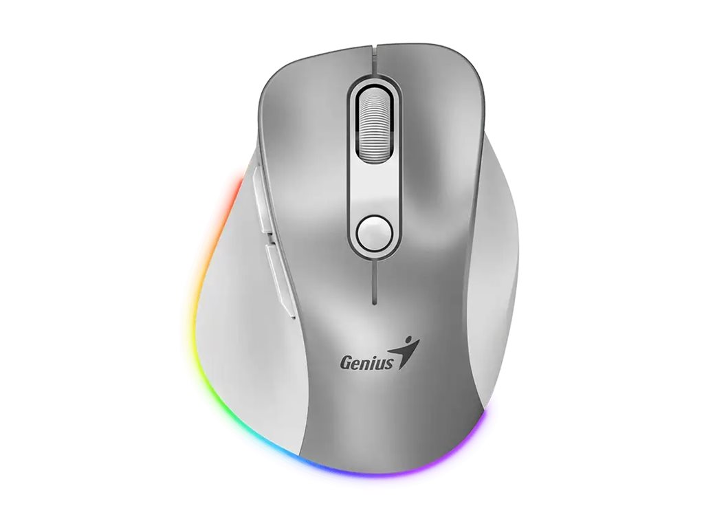 Genius Ergo 9000S Pro mouse rechargeable mini silent RGB LED dual mode 2.4 GHz Bluetooth Product shot Left-angle 79600