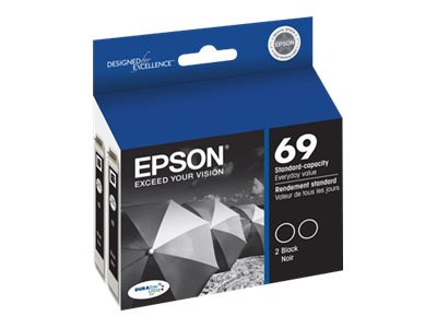 Epson 69 Durabrite Ultra Ink 69 Standard-Capacity Ink Cartridge - Black Dual-pack - T069120-D2