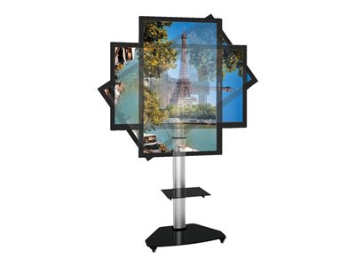 8051128108903 - Tv Trolley silber fuer 37-70 led lcd Fernseher max vesa Groesse unterstuezt 600x400Halterung kann um 90Grad gedreht werden - Techly